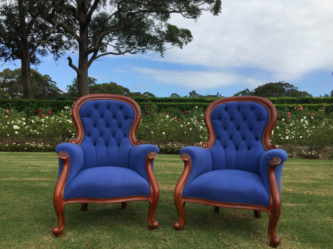 Royal blue arm chairs