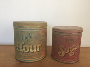 Vintage sugar and flour canisters