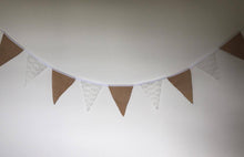 Load image into Gallery viewer, Bunting - lace and hessian