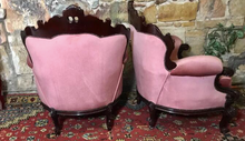 Load image into Gallery viewer, Pink Chesterfield arm chairs