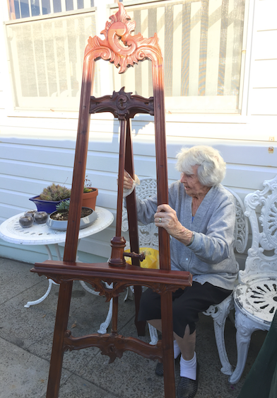 Carved timber easel